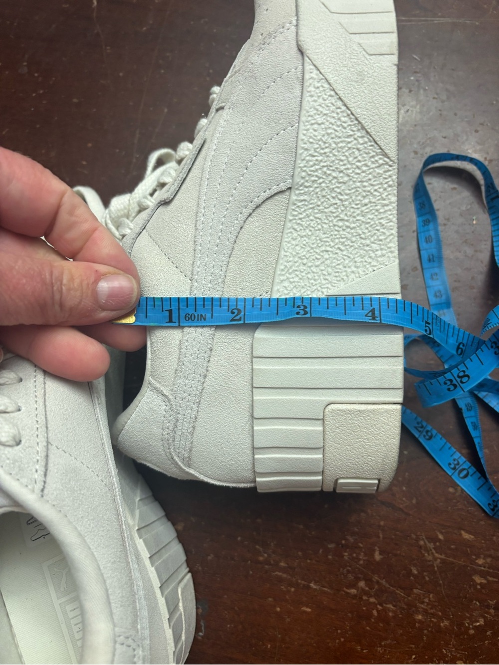 Puma marshmallow Cali trainer tonal wedge sneaker full suede upper 8 athletic - Picture 3 of 10